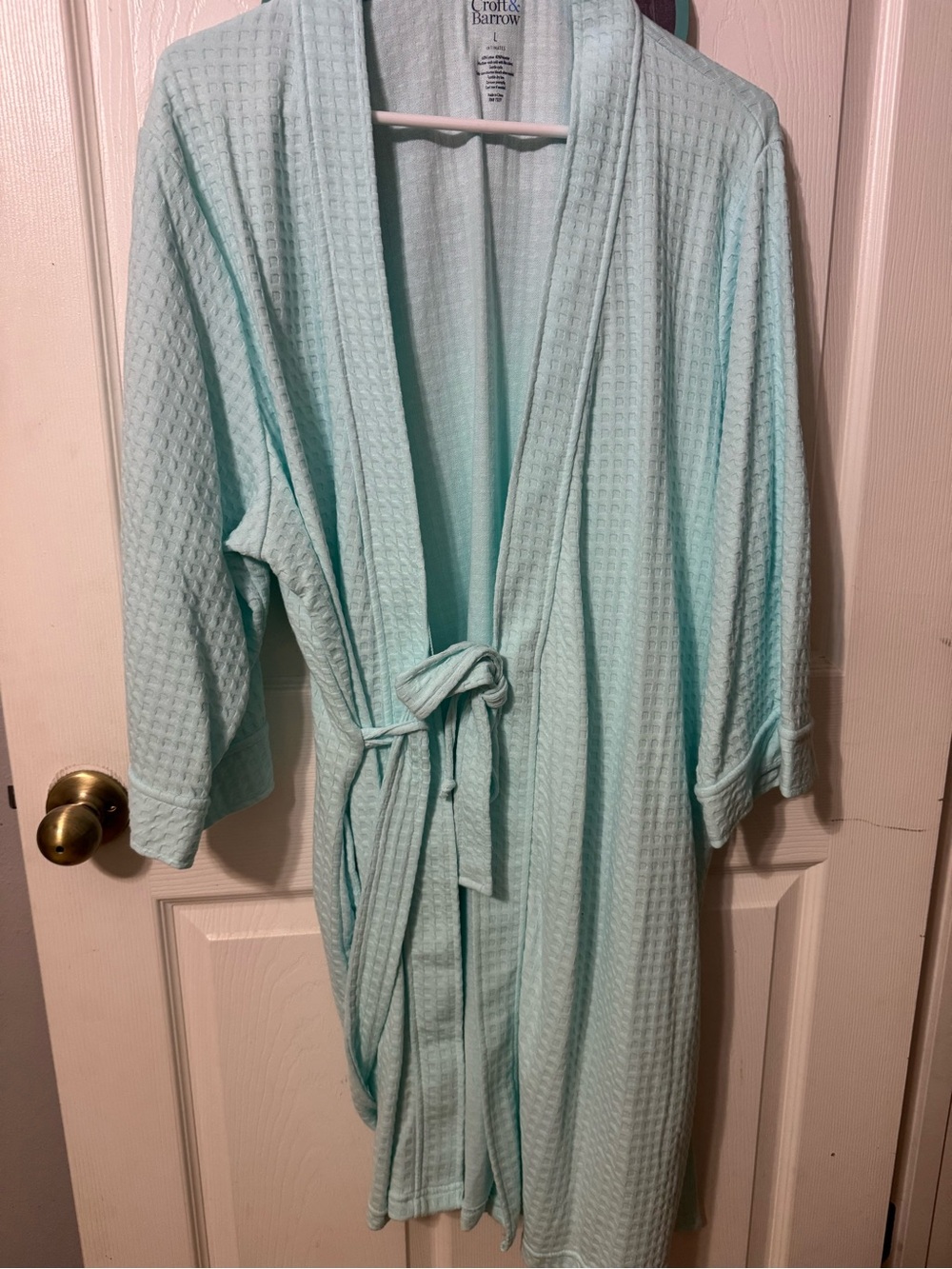 Croft & Barrow Light Blue Waffle Robe - Women's Spa Robe size large
